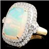 Image 2 : 18K Gold 8.34ct Opal & 1.30ctw Diamond Ring