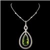 Image 1 : 14K White Gold 9.29ct Peridot & 1.95ct Diamond Nec