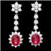 Image 1 : `14k Gold 4ct Ruby 2.50ct Diamond Earrings