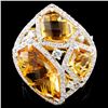 14K Gold 8.24ct Citrine & 0.99ctw Diamond Ring