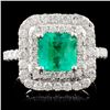 Image 1 : 18K White Gold 1.63ct Emerald & 0.98ct Diamond Rin