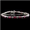 Image 1 : 14K Gold 5.26ctw Ruby & 0.30ctw Diamond Bracelet