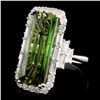 Image 2 : 14K Gold 10.54ct Tourmaline & 1.39ctw Diamond Ring