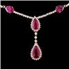 Image 2 : 14K Rose Gold 6.93ct Ruby & 3.54ctw Diamond Neckla