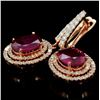 Image 2 : 14K Rose Gold 3.91ct Ruby & 0.95ct Diamond Earring