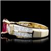 Image 3 : 14K Yellow Gold 1.23ct Ruby & 1.97ct Diamond Ring