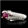 Image 2 : 14K White Gold 1.03ct Ruby & 1.12ct Diamond Ring