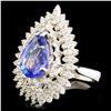 Image 2 : 14K Gold 4.32ct Tanzanite & 1.38ctw Diamond Ring