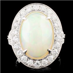 14K Gold 4.70ct Opal & 1.31ctw Diamond Ring