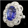 Image 2 : 18K Gold 8.49ct Tanzanite & 2.30ctw Diamond Ring