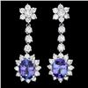 `14k Gold 3.5ct Tanzanite 2.8ct Diamond Earrings