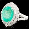 Image 2 : 18K Gold 8.12ct Emerald & 1.55ctw Diamond Ring