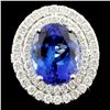 Image 1 : 18K Gold 6.31ct Tanzanite & 1.26ctw Diamond Ring
