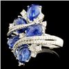Image 2 : 18K Gold 5.96ctw Sapphire & 0.59ctw Diamond Ring
