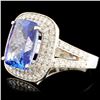 Image 2 : 18K Gold 5.48ct Tanzanite & 1.09ctw Diamond Ring