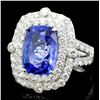Image 2 : 18K Gold 4.85ct Tanzanite & 1.55ct Diamond Ring