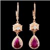 Image 1 : 18K Gold 3.06ct Ruby & 0.83ctw Diamond Earrings