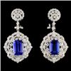Image 1 : 18K Gold 6.22ctw Tanzanite & 3.65ctw Diamond Earri