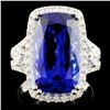 18K Gold 9.15ct Tanzanite & 0.94ctw Diamond Ring