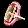 Image 2 : 18K Gold 15.17ct Morganite & 1.07ctw Diamond Ring