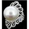 Image 2 : 18K Gold 16mm South Sea Pearl & 1.44ct Diamond Rin
