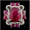 Image 1 : 18K White Gold 7.85ct Ruby & 0.30ctw Diamond Ring