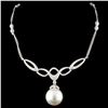 Image 1 : 14K Gold 14MM Pearl & 1.58ctw Diamond Necklace