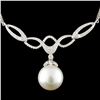 Image 2 : 14K Gold 14MM Pearl & 1.58ctw Diamond Necklace