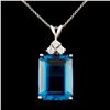14K Gold 15ct Topaz & 0.24ctw Diamond Pendant