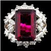 Image 1 : 14K Gold 4.37ct Tourmaline & 1.33ctw Diamond Ring