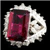 Image 2 : 14K Gold 4.37ct Tourmaline & 1.33ctw Diamond Ring