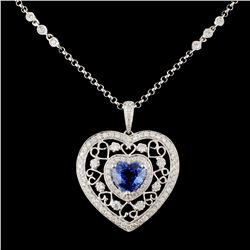 18K Gold 1.57ct Sapphire & 0.76ctw Diamond Necklac