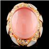 Image 1 : 18K Gold 10.00ct Rose Quartz & 0.27ct Diamond Ring
