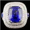 18K Gold 10.44ct Tanzanite & 1.90ctw Diamond Ring