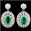 14K Gold 1.39ct Emerald & 1.52ctw Diamond Earrings