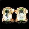 Image 1 : 14K Gold 2.60ctw Green Beryl Earrings