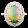 Image 1 : 14K Gold 2.60ct Opal & 1.22ctw Diamond Ring