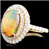 Image 2 : 14K Gold 2.60ct Opal & 1.22ctw Diamond Ring