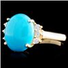 Image 2 : 14K Gold 2.94ct Turquoise & 0.06ctw Diamond Ring