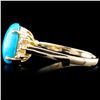 Image 3 : 14K Gold 2.94ct Turquoise & 0.06ctw Diamond Ring
