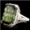 Image 2 : 14K Gold 24.39ct Tourmaline & 0.97ctw Diamond Ring