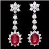 Image 1 : `14k Gold 5ct Ruby 2.50ct Diamond Earrings