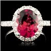 Image 1 : 14K Gold 3.36ct Tourmaline & 1.10ctw Diamond Ring