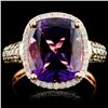 Image 1 : 14K Gold 5.03ct Amethyst & 0.57ctw Diamond Ring