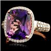 Image 2 : 14K Gold 5.03ct Amethyst & 0.57ctw Diamond Ring