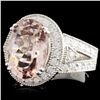 Image 2 : 14K Gold 5.00ct Morganite & 1.40ctw Diamond Ring