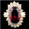 Image 1 : 14K Gold 5.76ct Tourmaline & 1.31ctw Diamond Ring