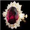 Image 2 : 14K Gold 5.76ct Tourmaline & 1.31ctw Diamond Ring