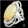 Image 2 : 18K Gold 14.30ct Opal & 3.02ctw Diamond Ring