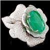 Image 2 : 18K Gold 11.21ct Emerald & 5.52ctw Diamond Ring